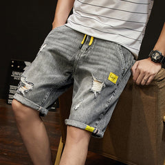 Men Jeans Denim Shorts Men's Summer Loose Straight Shorts