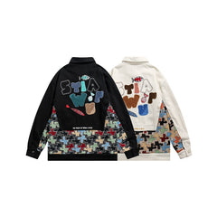Unisex Jacket Embroidered Jacket for Men and Women Loose Lapels Fashion Brand Coat