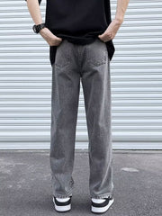 Men Jeans Smoky Gray Jeans Summer Baggy Straight Trousers