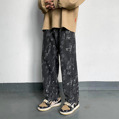 Men Jeans Autumn Leisure Straight-Leg Pants Retro Trousers