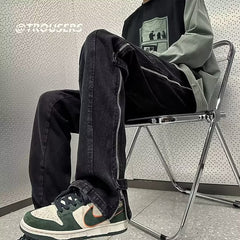 Men Jeans Slim Fit Micro-Pull Cargo Jeans Spring and Autumn Straight-Leg Pants