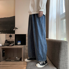 Men Jeans Vintage Jeans Men's Loose Straight Wide Leg Pants
