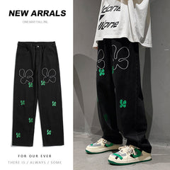 Men Jeans Men's Summer Casual Pants Loose Straight-Leg Wide-Leg Pants