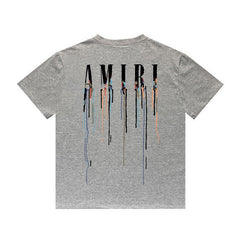 Amiri T Shirt Color Ink Splash Paint Colorful Casual Round Neck