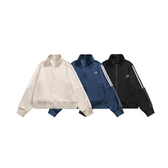 Unisex Jacket Vintage Jacket Loose Short Stand Collar Sports Jacket