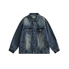 Unisex Jacket Retro Washed Workwear Denim Jacket Loose Denim Jacket