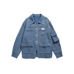 Unisex Jacket Denim Jacket Men and Women Couple Turn-down Collar Coat