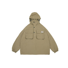 Unisex Jacket Sports Jacket Shell Jacket Loose Mechanical Style Outdoor Hooded Jacket