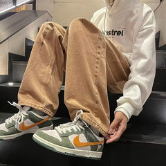 Men Jeans American Vintage Embroidered Jeans Baggy Straight Trousers