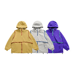 Unisex Jacket Stand Collar Jacket Detachable Two-Piece Retro Sports Jacket