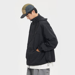 Unisex Jacket Shell Jacket Sports Stand Collar Jacket Casual Loose-Fitting Hoodie Coat