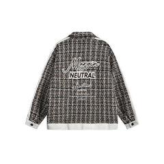 Unisex Jacket Autumn Winter Retro Plaid Jacket Loose Lapels Coat