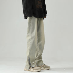Men Jeans Retro Washed Worn Jeans