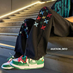 Men Jeans Straight-Leg Trousers Baggy Pants