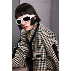 Unisex Jacket Houndstooth Jacket Men and Women Couple Loose Lapels Plaid Jacket