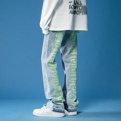 Men Jeans Spring Jeans Men's Loose Slim Fit Trousers Straight Pants