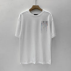 Amiri T Shirt Colorful Splash Ink Casual round Neck Short Sleeves T-shirt