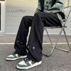 Men Jeans Summer Retro Baggy Straight Trousers