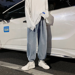 Men Jeans Ankle Banded Pants Jeans Men Loose Men's Pants