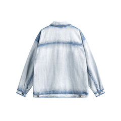 Unisex Jacket Retro Washed Denim Jacket Loose High Street Denim Jacket