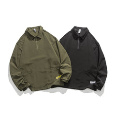 Unisex Jacket Loose Cargo Pullover Trendy Men's Turn-down Collar Coat Top
