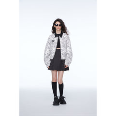 Unisex Jacket Vintage Floral Polo Collar Jacket Baggy Coat