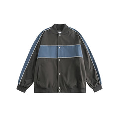 Unisex Jacket Retro Patchwork Contrast Color Loose Jacket Baseball Uniform