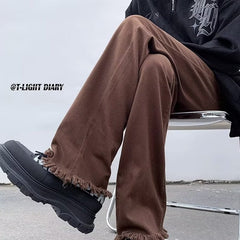 Men Jeans Autumn Skinny Jeans Straight Loose-Fitting Wide-Leg Trousers