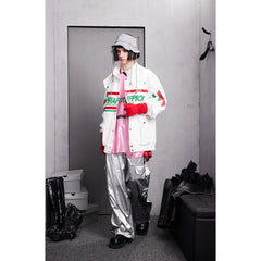 Unisex Jacket Embroidered Jacket Men and Women Couple Loose Stand Collar Coat