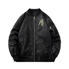 Mens Vintage Jackets Auspicious Dragon Embroidered Jacket Air Force Flight Suit Wave Baseball Suit