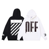 Autumn and winter OW big LOGO oblique stripe print pullover hooded sweater