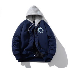 Men Vintage Jackets Stand-up Collar Embroidered Baseball Clothing Single-breasted Cotton Clothing