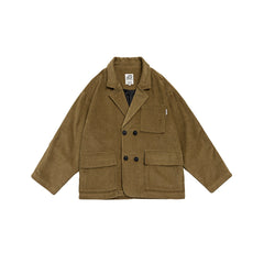 Unisex Jacket Vintage Overalls Jacket Casual Suit Loose Profile Corduroy Jacket