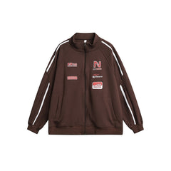 Unisex Jacket Vintage Sports Loose Stand Collar Jacket