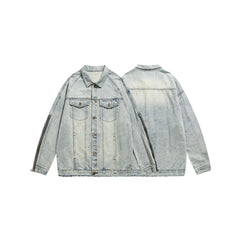 Unisex Jacket Retro Washed Denim Jacket G Loose Lapels Overalls