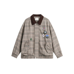Unisex Jacket Plaid Coat Men's and Women's Spring and Autumn Jacket Top