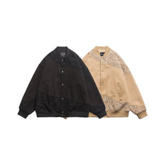 Unisex Jacket Vintage Baseball Jacket Men Baggy Coat