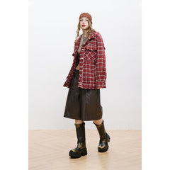 Unisex Jacket Retro Lapels Jacket Plaid Coat