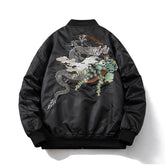 Mens Vintage Jackets Auspicious Dragon Embroidered Jacket Air Force Flight Suit Wave Baseball Suit