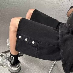 Men Jeans Breasted Slit Denim Shorts Summer Distressed Retro plus Size Pants