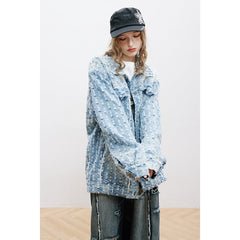 Unisex Jacket Retro Washed Denim Jacket for Men and Women Couple's Tops