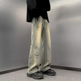 Men Jeans Straight Oversize Summer Slightly Flared Wide Leg Pants