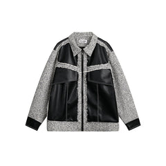 Unisex Jacket Retro Patchwork Jacket Loose Spring and Autumn Coat