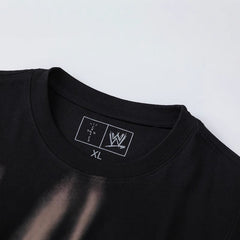 Travis Scott T-Shirt Travis Scott x WWE Flame Skull Letter Print SAGE THE STAGE Short Sleeve T