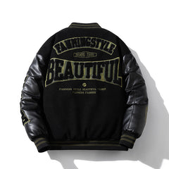 Men Vintage Jackets Motorcycle Jacket Padded Baseball Suit Embroidered Flight Suit Jacket