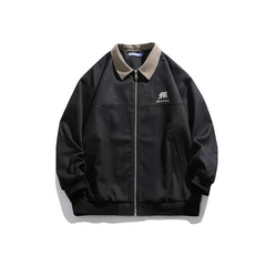Unisex Jacket Vintage Coat Loose Casual Polo Collar Workwear Jacket