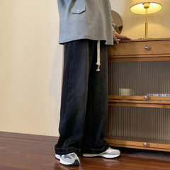 Men Jeans Washed-out Vintage Jeans Autumn Hiphop Loose-Fitting Wide-Leg Trousers