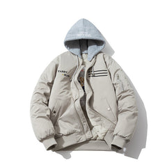 Mens Vintage Jackets Padded Thickened Baseball Jacket Hooded Embroidered Cotton Jacket