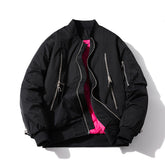 Mens Vintage Jackets Zip Baseball Collar Thermal Bomber Jacket