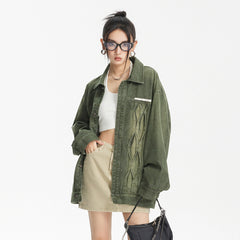 Unisex Jacket Vintage Distressed Washed Denim Jacket Loose Jacket